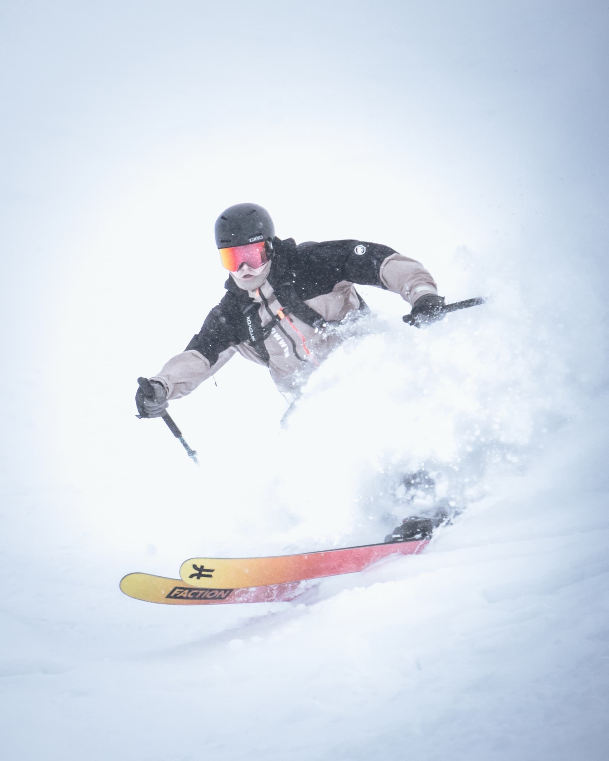 Jere skiing through deep powder snow